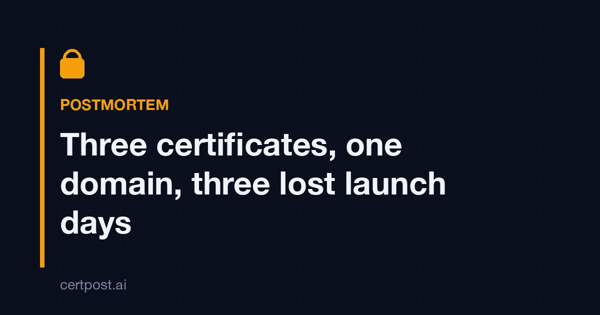Cover Image for Three certificates, one domain, three lost launch days